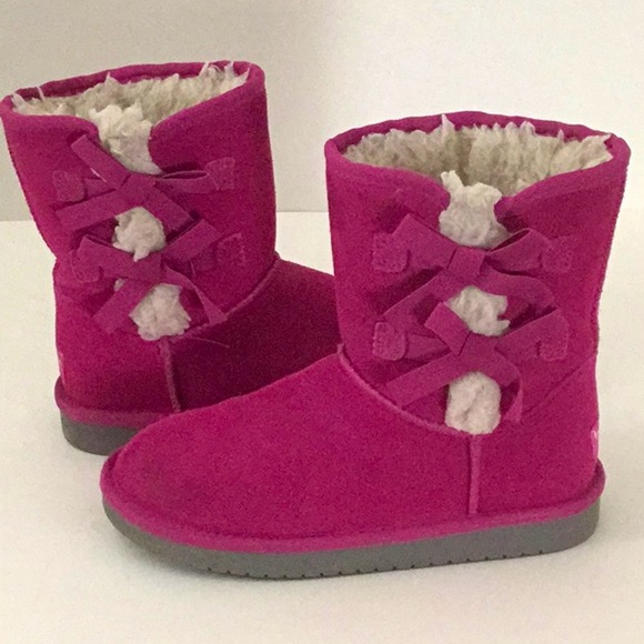Koolaburra by UggGirl’s Pink Suede Boots. Ribbons, Good Soles Size 3. - Picture 2 of 7